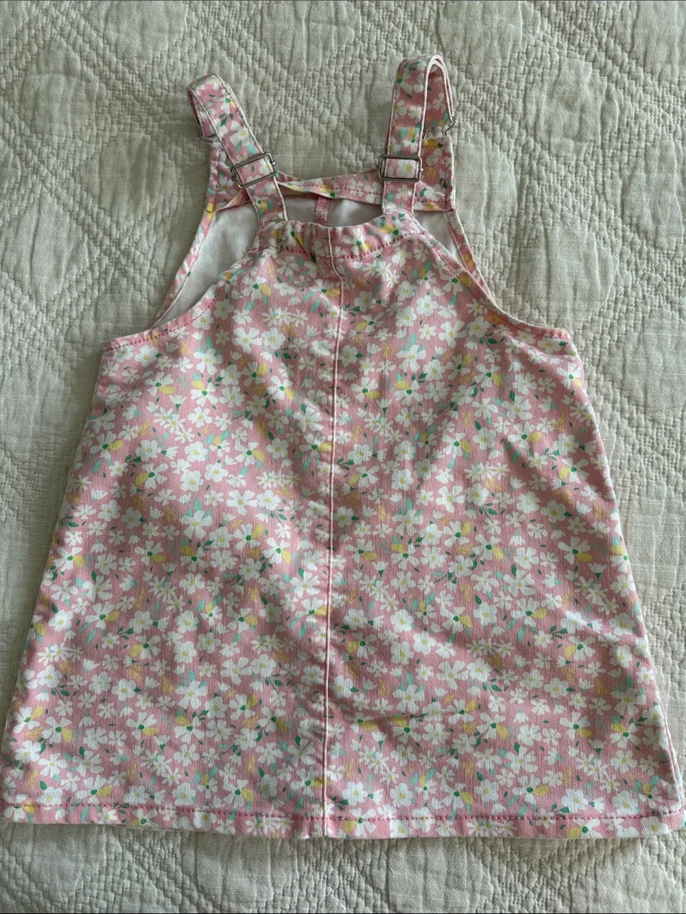 Btween Pink Gingham Wide-Leg Pants and Top and denim floral pink pinafore Sz 5